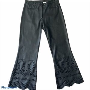 NWT Sharagano Black flare faux leather pant L